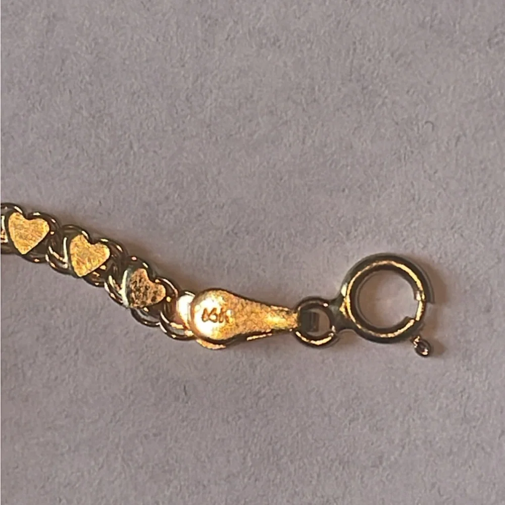 Solid Stamped 14K Yellow Gold Love Hearts Link Bracelet - Picture 10 of 12